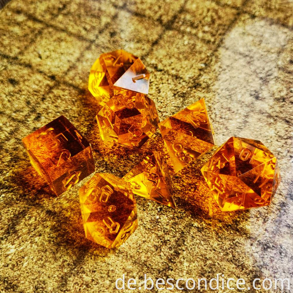 Crystal Unpainted Sharp Edged Dnd Dice Set 6